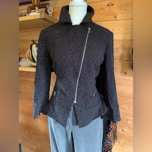 Renuar Black Textured Women's Blazer Pockets Dark Academia Preppy Vampire Witchy